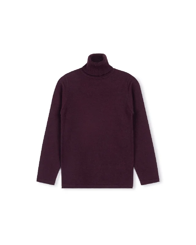 Fashion Elements LILOU BURGUNDY FITTED FLAT KNIT TURTLENECK [FINAL SALE]