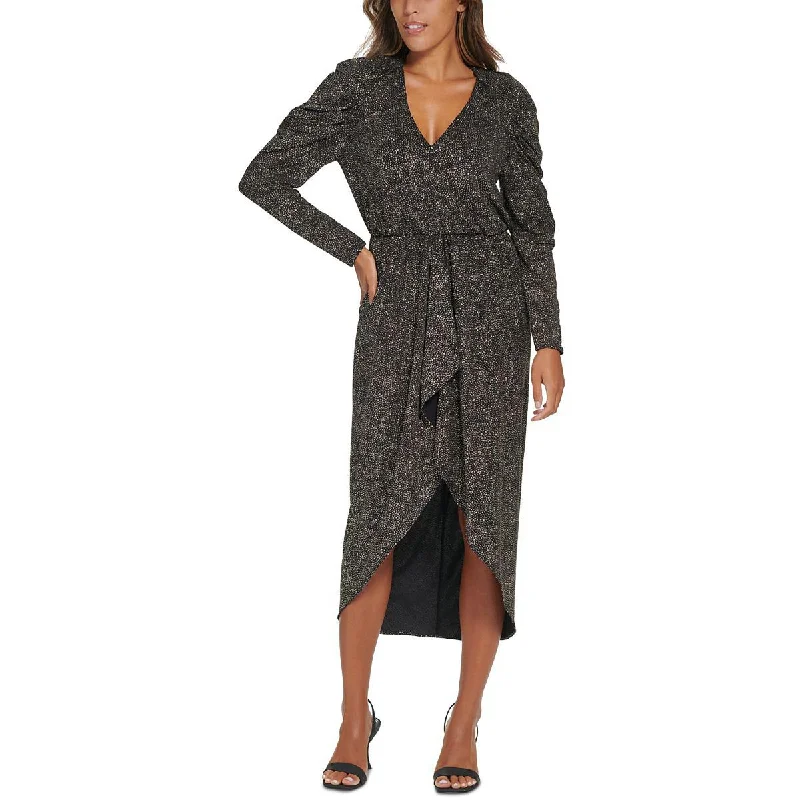 Exquisite Tailoring Calvin Klein Womens Waterfall Ruffle Hi-Low Cocktail and Party Dress