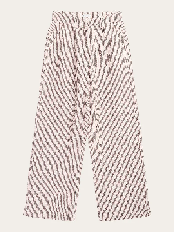 Cozy Pants POSEY wide mid-rise striped linen pants - GOTS/Vegan - Brown stripe