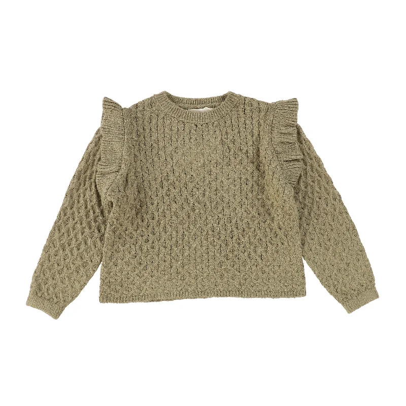 Noble Temperament RYLEE + CRU OLIVE DESIGNED KNIT RUFFLE SWEATER [Final Sale]