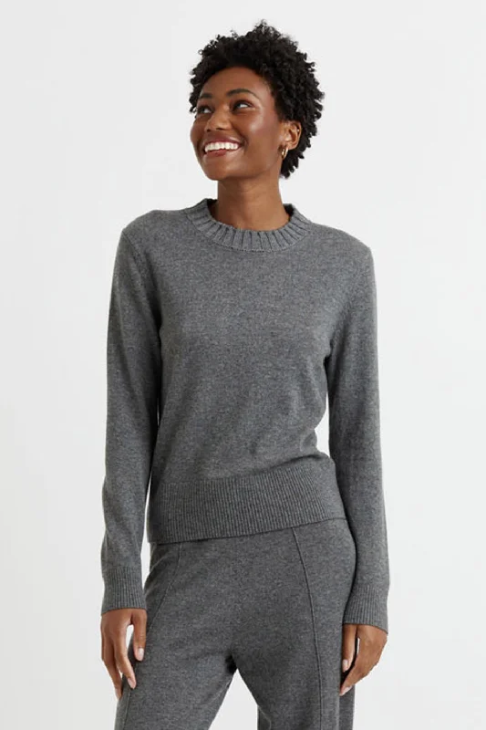 Urban Style Dark-Grey Wool-Cashmere Cropped Sweater