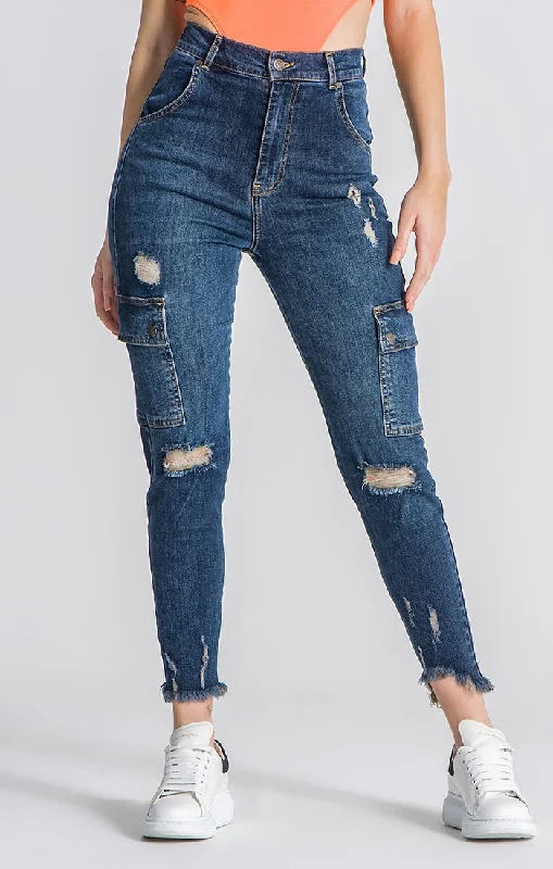 Soft Style Dark Blue Core Cargo Jeans