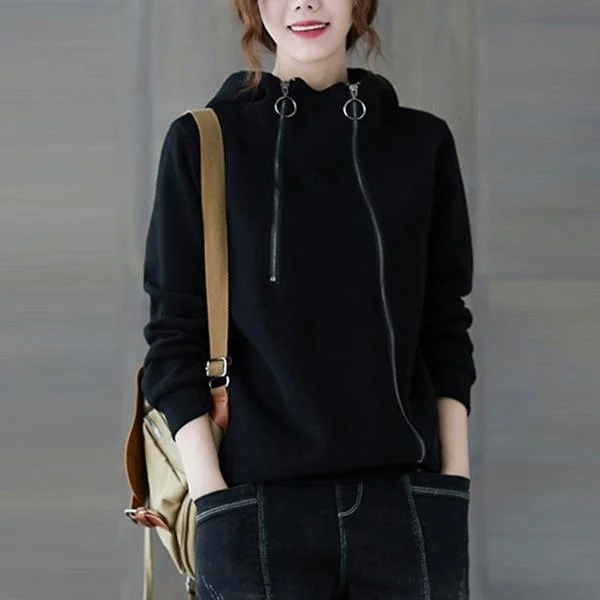 Celebrity Must-have Women Black Casual Hoodies 2020 Autumn Winter Korean Loose Female Hooded Sweatshirt Celebrity Must-have Women Black Casual Hoodies 2020 Autumn Winter Korean Loose Female Hooded Sweatshirt
