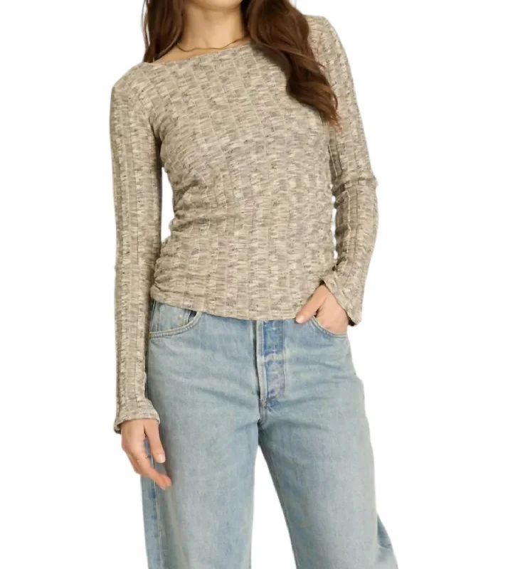 Effortless Elegance Sanna Boat Neck Long Sleeve Sweater In Grey