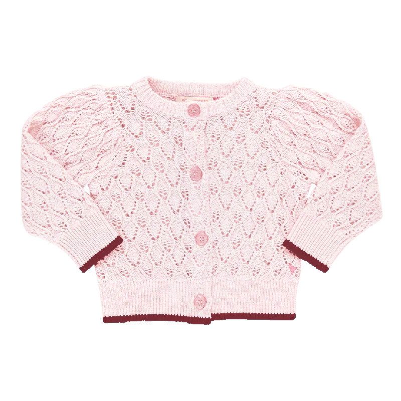 Hooded design PINK CHICKEN LIGHT PINK DESIGN KNIT TRIM CARDIGAN [FINAL SALE]