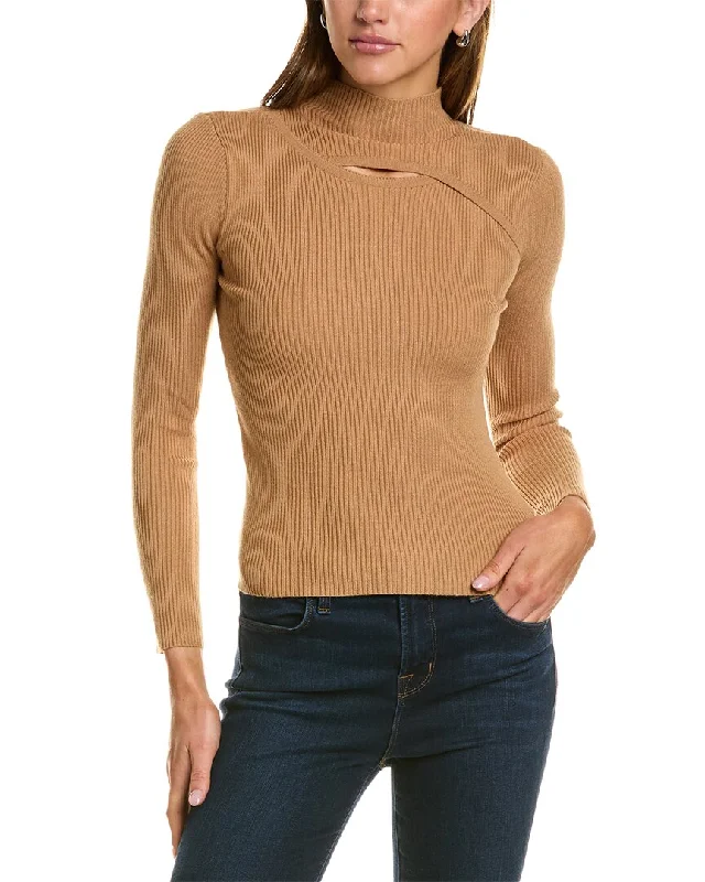 Personalized Design Lea & Viola Cutout Mock Neck Sweater