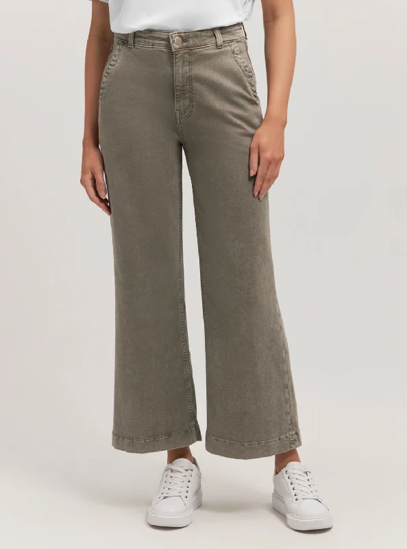 Luxury Classic Khaki Darma Wide Leg Pant