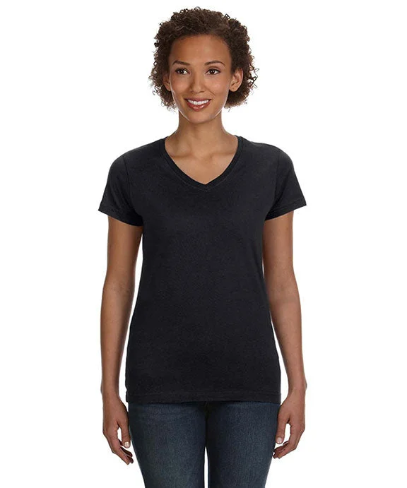 Comfortable Wear 3507 - LAT Ladies V-Neck Fine Jersey T-Shirt | Black