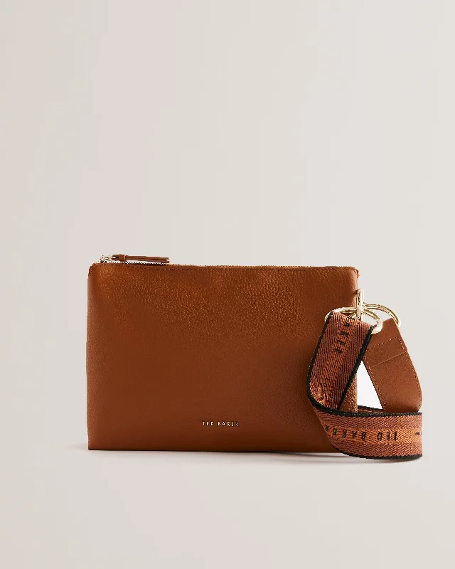 Simple Matching Darceyy Branded Webbing Leather Crossbody Bag Brn-Choc