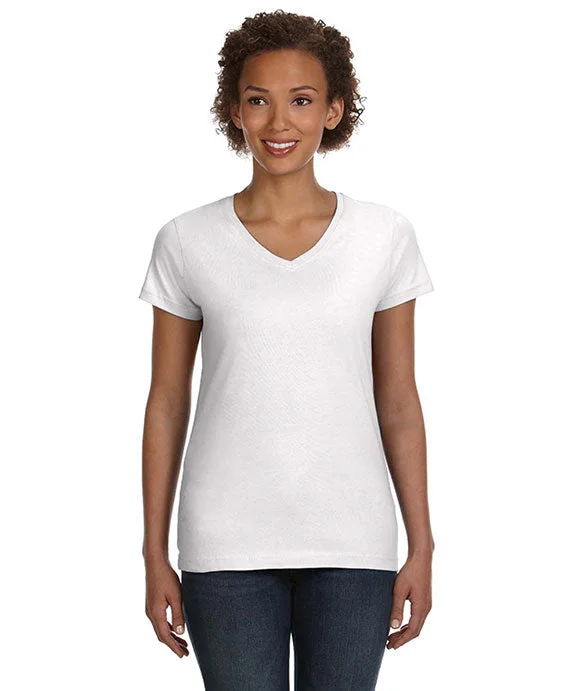Design Trend 3507 - LAT Ladies V-Neck Fine Jersey T-Shirt | White