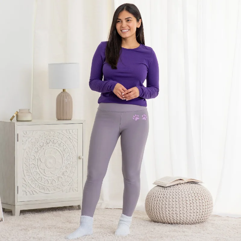 Casual Chic Wear Paw Print Fleece-Lined Leggings