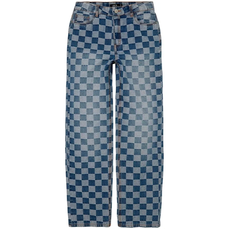 Casual And Comfortable Name it Medium Blue Denim Checkizza Straight Jeans