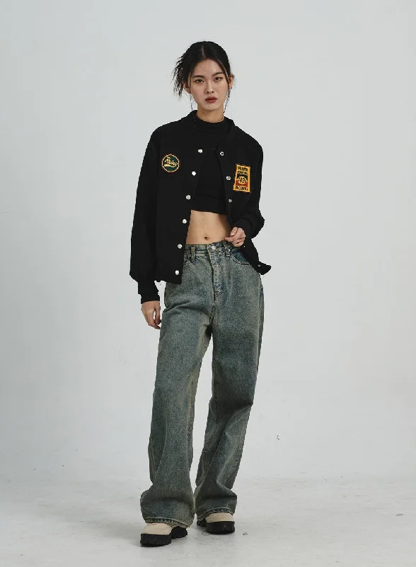 Casual Wear Vintage Washing Wide Leg Jeans CD06