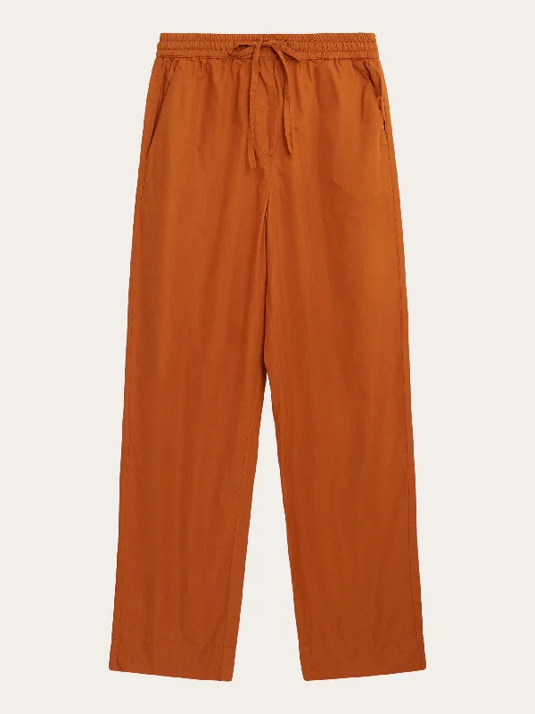 Retro Design CHLOE barrel high-rise poplin elastic waistband pants - Leather Brown