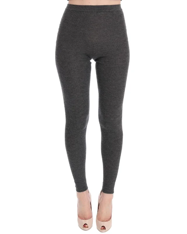 Hooded design High Waist Cashmere Tights Pants with Logo Details 44 IT Women
