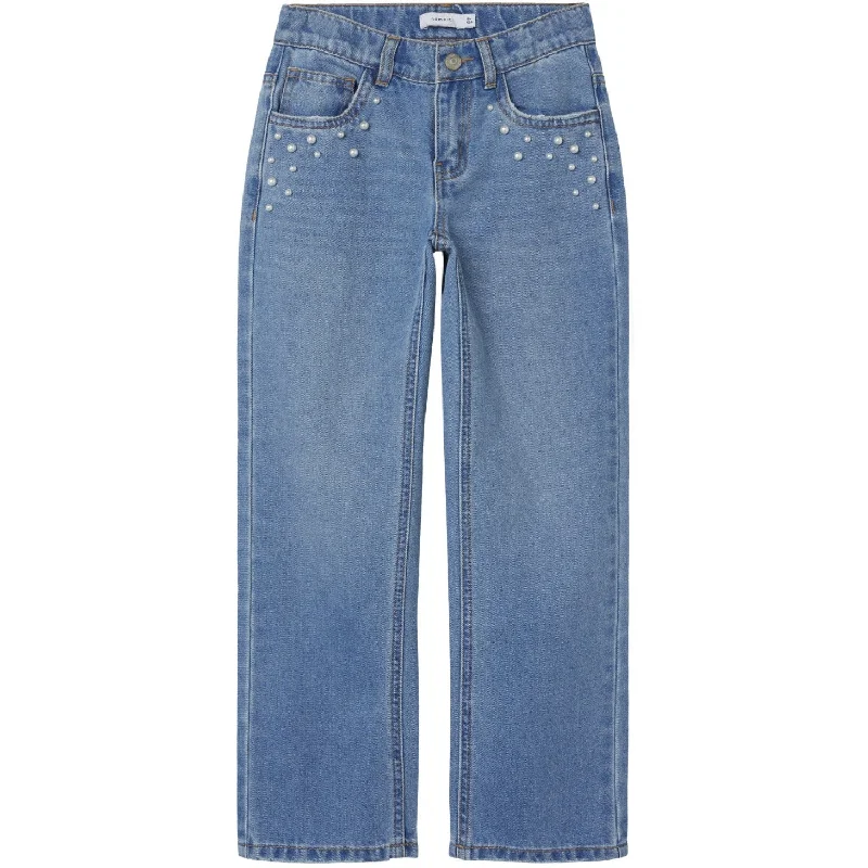 Luxury Classic Name It Medium Blue Denim Rose Straight Jeans