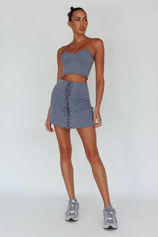 Comfy Pants Ventura Lace-Up Skirt Suit Grey