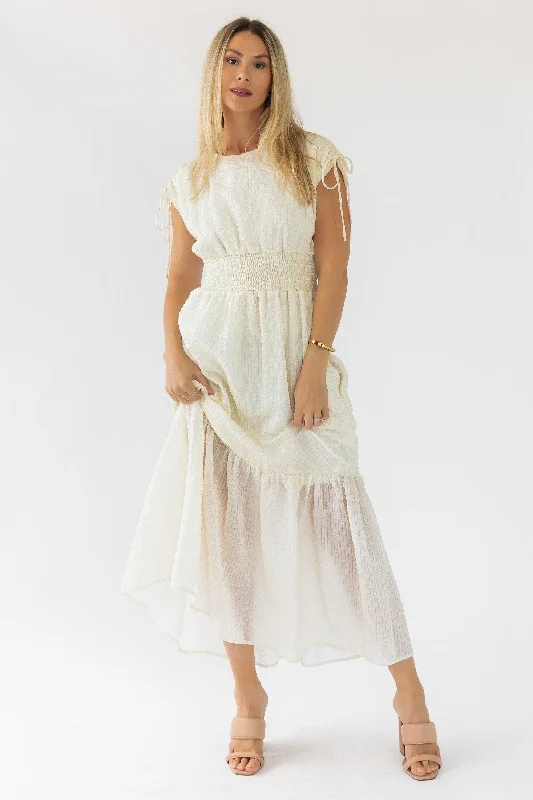 End Of The Year Delia Ivory Textured Maxi Dress - Final Sale