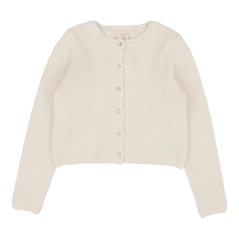 Simple Elegance ANALOGIE BY LIL LEGS NATURAL IVORY KNIT CLASSIC CARDIGAN
