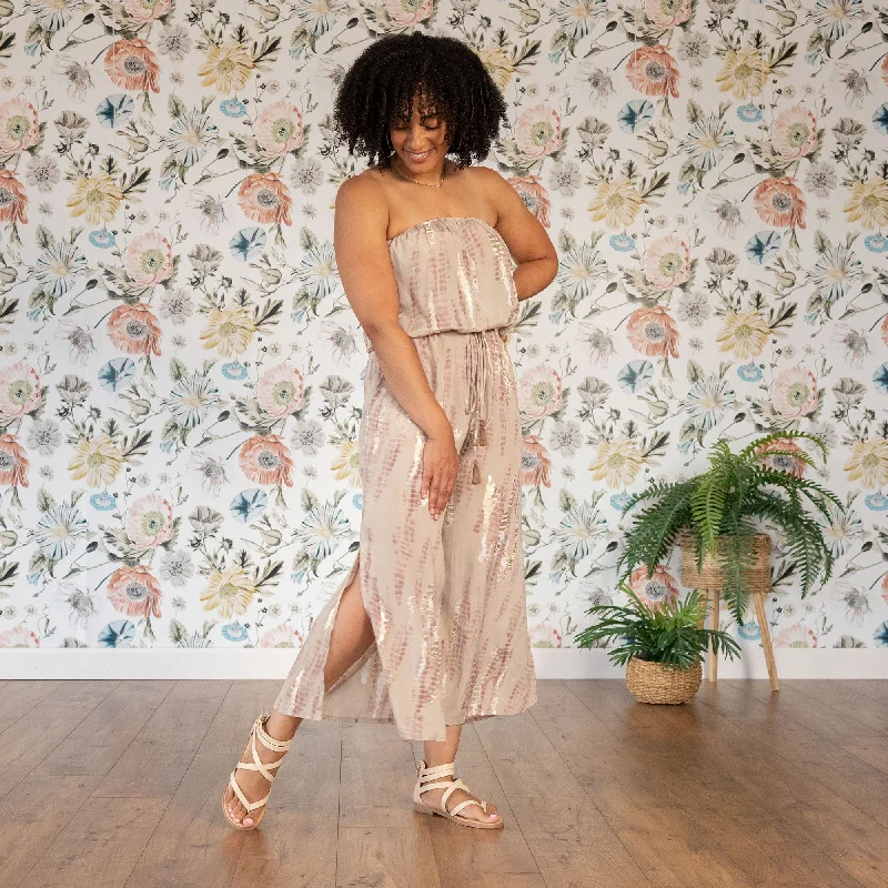 High-waisted pants style Saree Inspired Strapless Jumpsuit