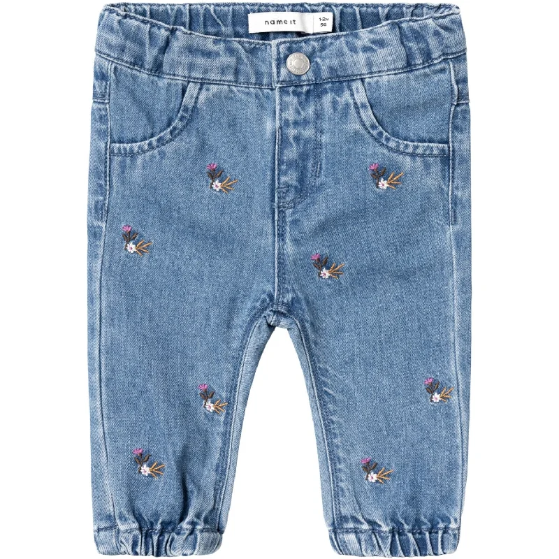 Classic Items Name It Medium Blue Denim Rose Shaped Embellished Jeans