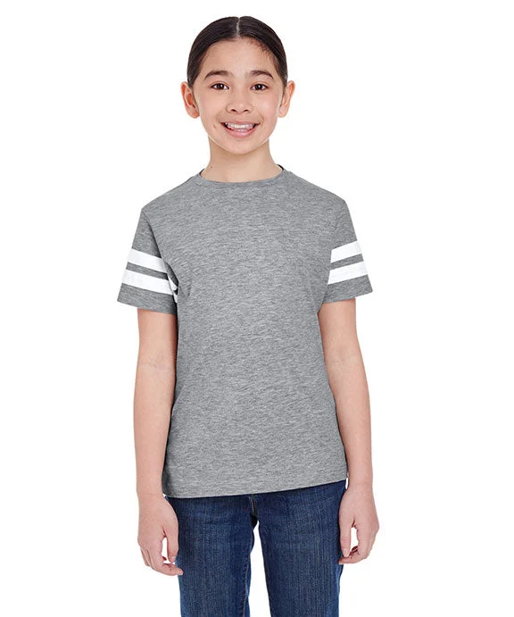Casual Choice 6137 - LAT Youth Football Fine Jersey T-Shirt | Vintage Heather/White