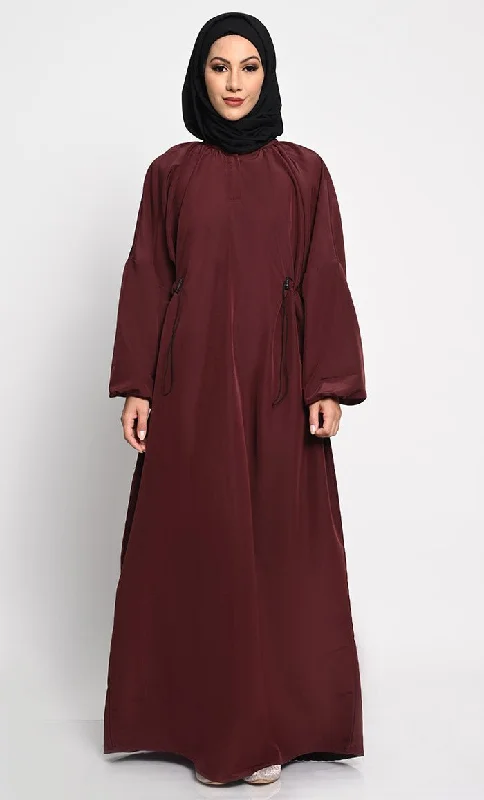 Moisture wicking Kashibo A line solid Abaya dress with elastic waist