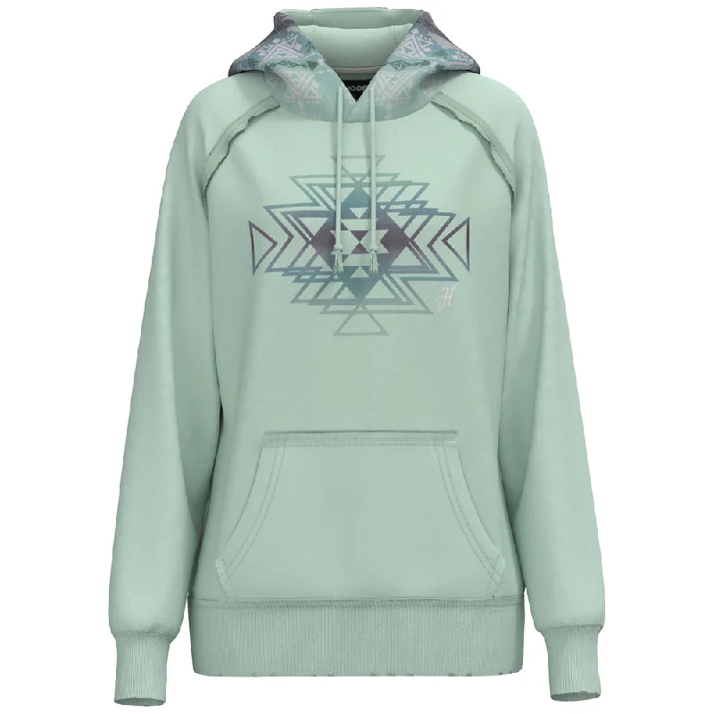 Comfortable and simple "Chaparral" Hoody Teal w/Aztec