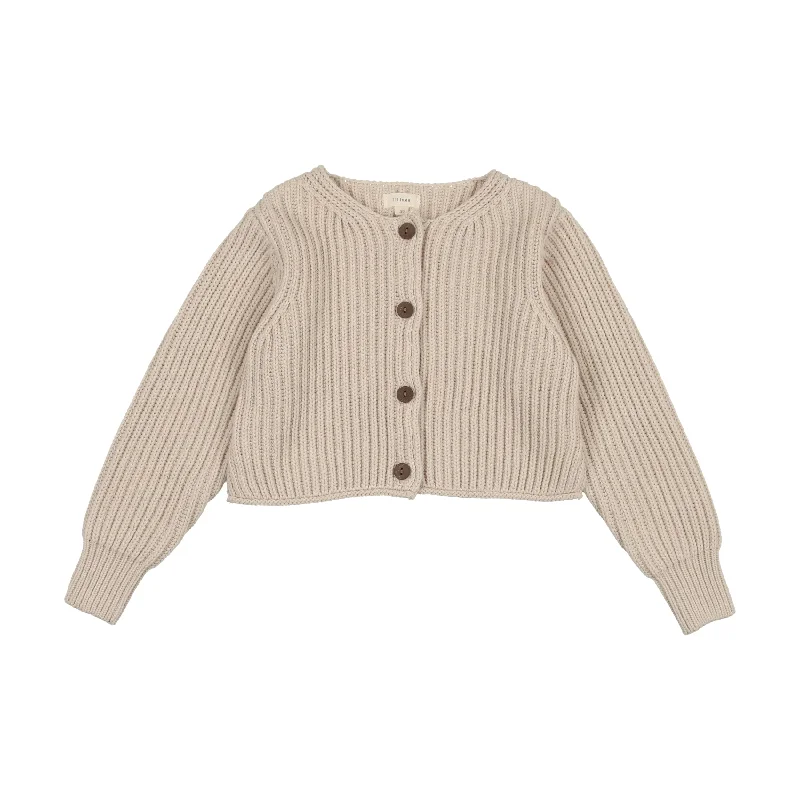 Sports Fitness Style LIL LEGS TAN CHUNKY KNIT CARDIGAN [FINAL SALE]