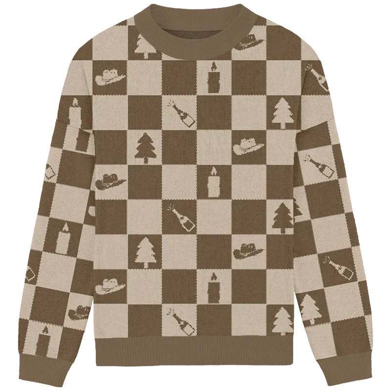 Trendy Items Evermore Checkered Knit Crewneck