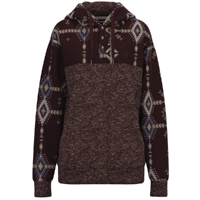 Street Vertical And Horizontal Design "Jimmy" Charcoal/ Maroon w/ Aztec Hoody