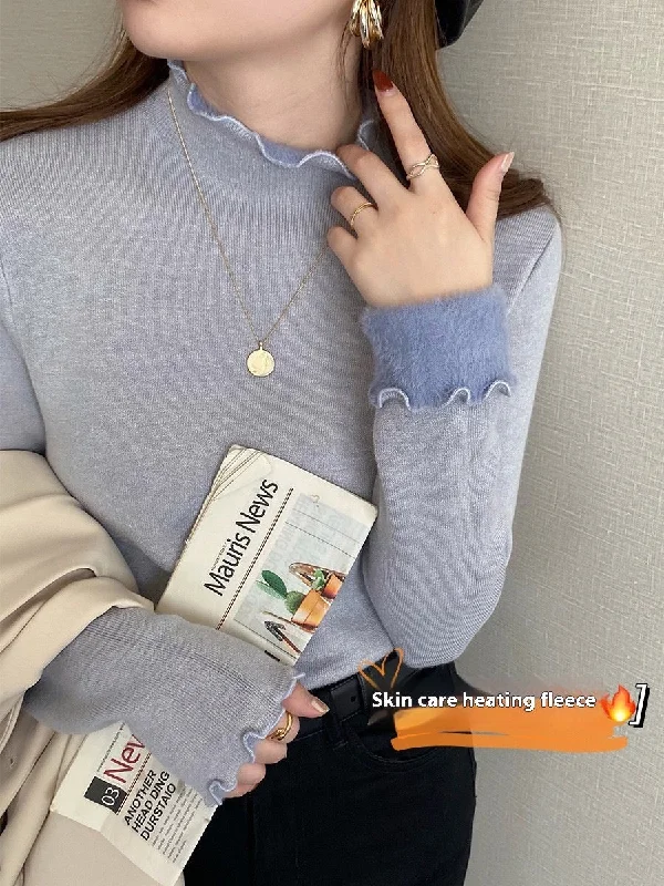 Comfy Pants Single-layer Fleece-lined Mink Sweater Women
