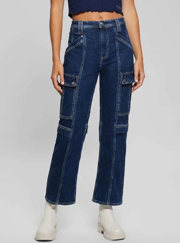 Street Fashion Blue 80s Cargo Pants