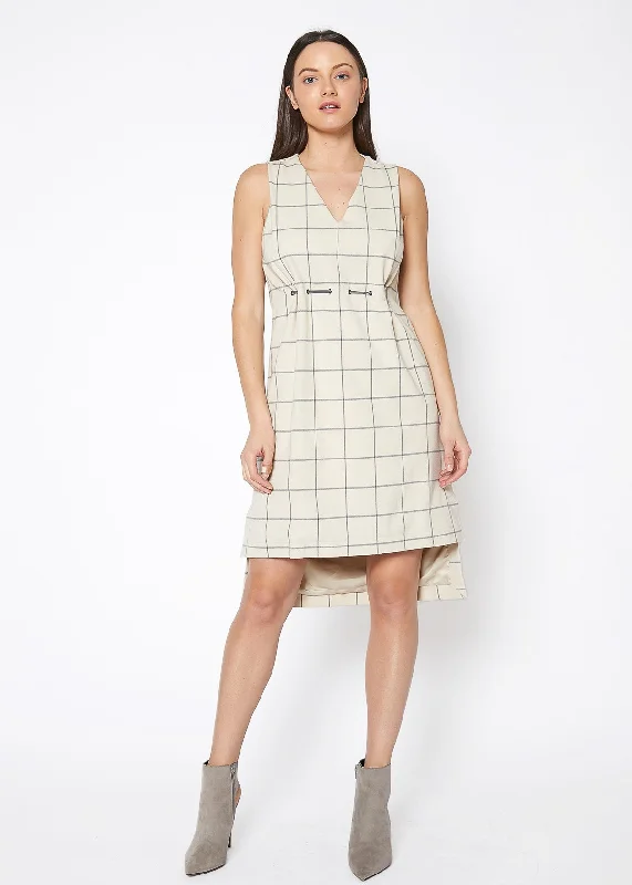 Comfortable And Versatile Window Pane Plaid High Low Sleeveless Dress