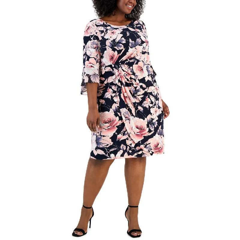 French Style Connected Apparel Womens Plus Printed  Cocktail and Party Dress