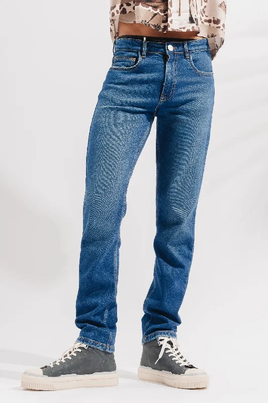 Editorial Design Blue Slim Men's Jeans (Plus Size)