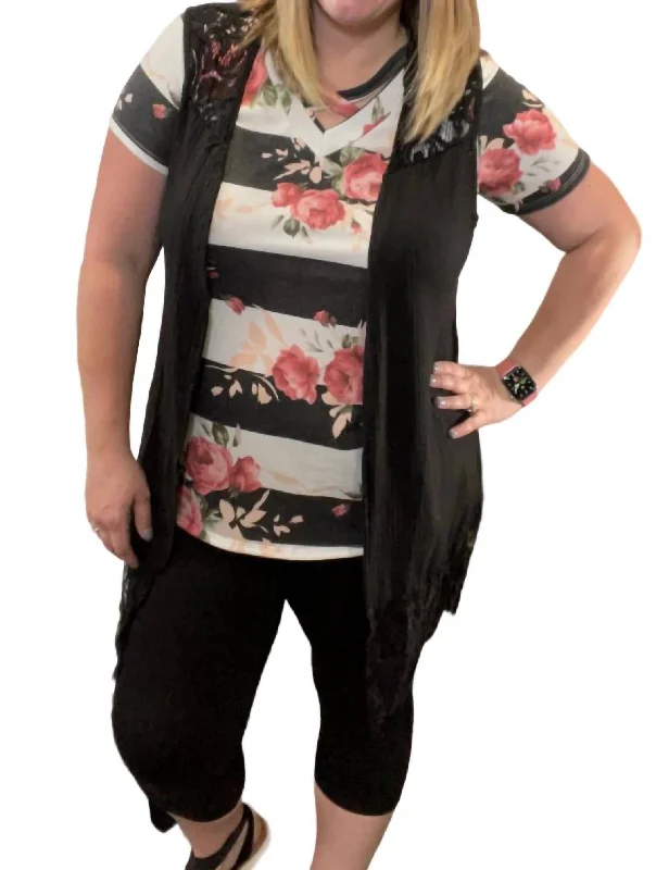 Preview New Products Lace Detail Cardigan In Black