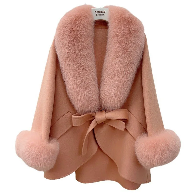Exquisite Embroidery Real Wool Woolen Autumn And Winter Cape Top