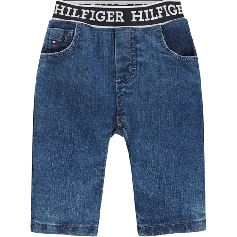Slightly Flared Design Tommy Hilfiger Baby Monotype Denim Pants Denim Medium