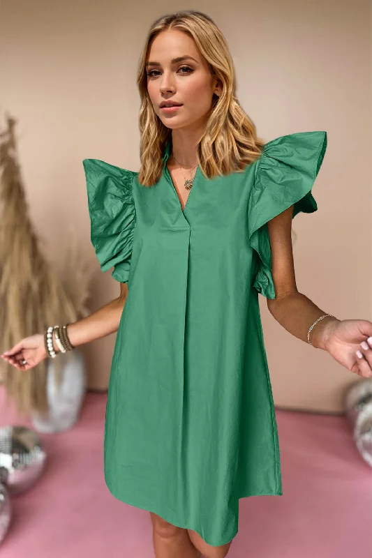Fashion Must-have Oh Ruched Johnny Collar Cap Sleeve Mini Dress