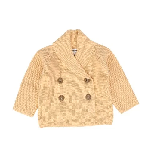 Minimal Style AYMARA LIGHT ORANGE DOUBLE BREASTED KNIT CARDIGAN [Final Sale]
