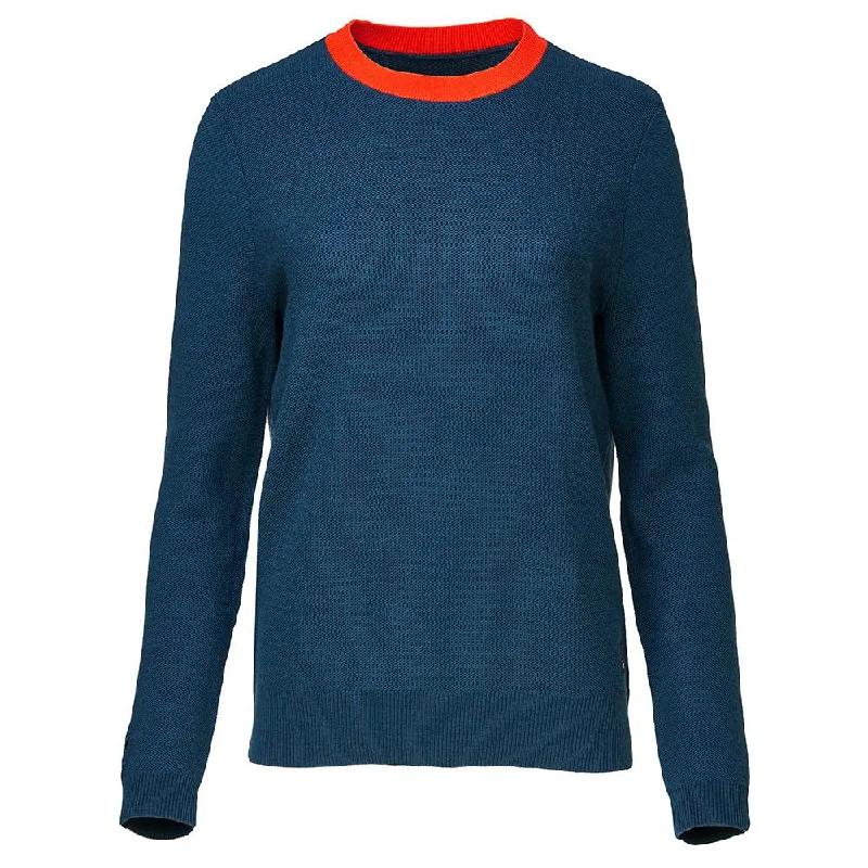 Exquisite Design Womens Merino Honeycomb Sweater (Petrol/Orange)