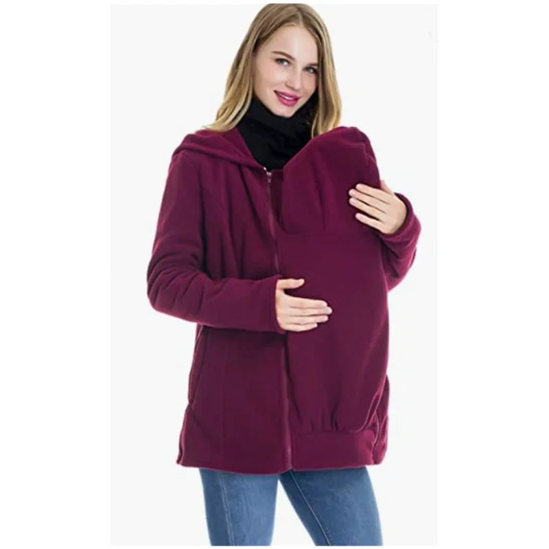 Soft Wear Warm Maternity Jacket/ Baby Carrier Kangaroo Pouch Hoodie