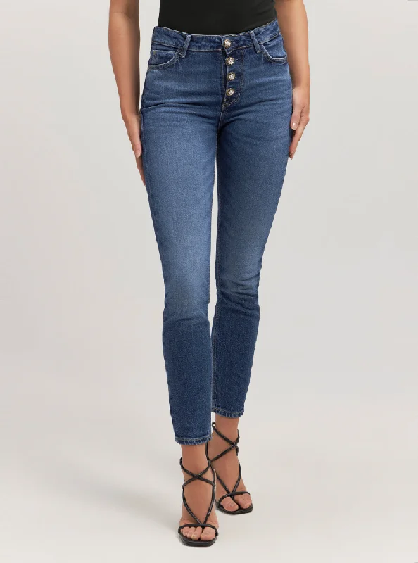 Noble Temperament High-Rise 1981 Skinny Denim Jeans In Dark Wash