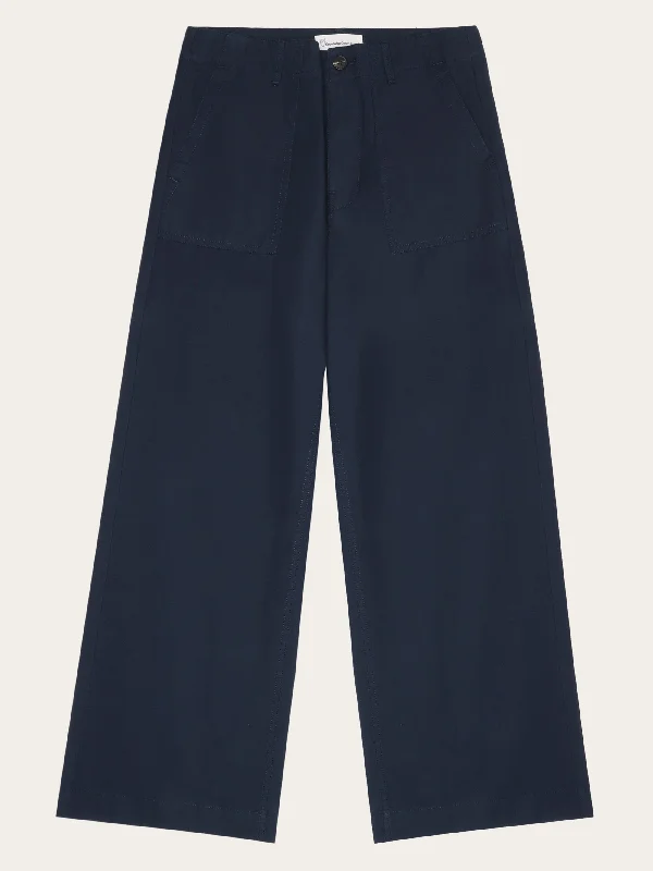 Comfortable Wear POSEY mid-rise wide slub yarn cropped pants GOTS/Vegan - Total Eclipse Comfortable Wear POSEY mid-rise wide slub yarn cropped pants GOTS/Vegan - Total Eclipse
