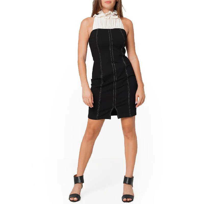 Street Style Women's Haltered Mock Neck Bodycon Mini Dress In Black
