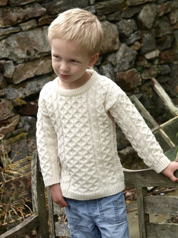Street Letter Style KIDS TRADITIONAL ARAN MERINO WOOL SWEATER
