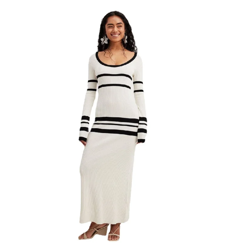 Youthful Women's Slim Round Neck Long Dress