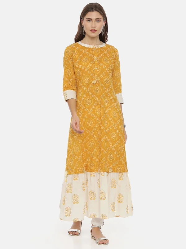 Ethnic Style Neeru's Yellow Bandhani Anarkali Kurta