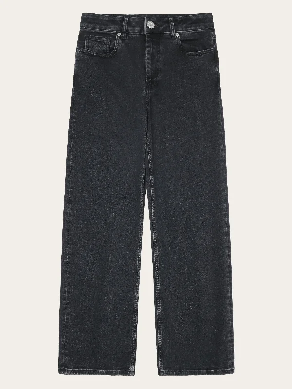 Cozy Layers GALE straight mid-rise rinse black 5-pocket jeans - Rinse black